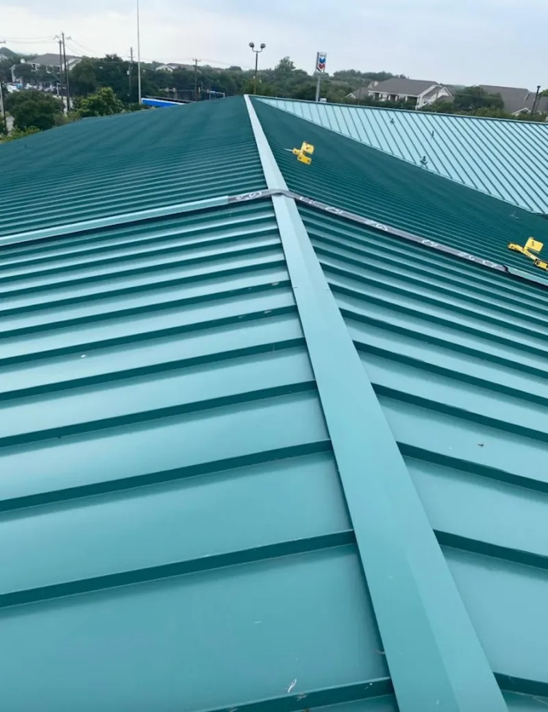 Green commercial metal roof ridge and valley for Metal Roof Repair in Wapakoneta
